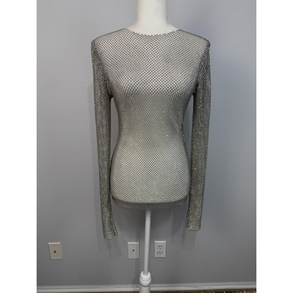 Free People Intimately Filter Finish Top Women's Small Gold Mesh Party Going Out